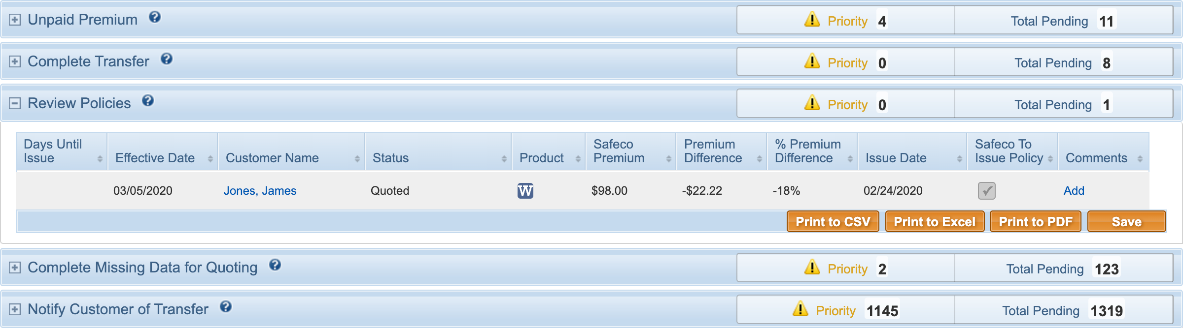 Manage My Transfer tasks